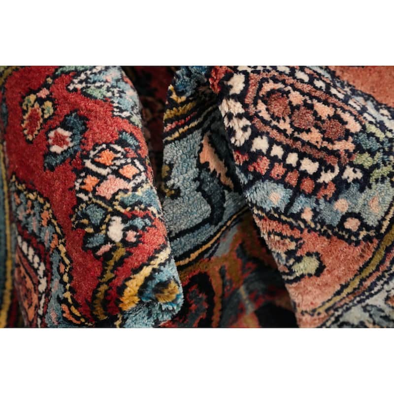 Hand Knotted Oriental 100% Wool Carpet Traditional Floral Navy Blue & Blues Bakhtiari Area Rug - 10' 7'' X 7' 3''