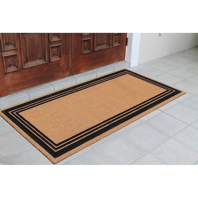 A1HC Natural Coir Flock Door Mat for Front Door, Anti-Shed Treated Doormat