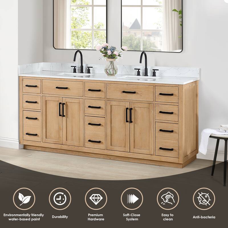 Altair Gavino Bath Vanity with Grain White Composite Stone Top, no Mirror