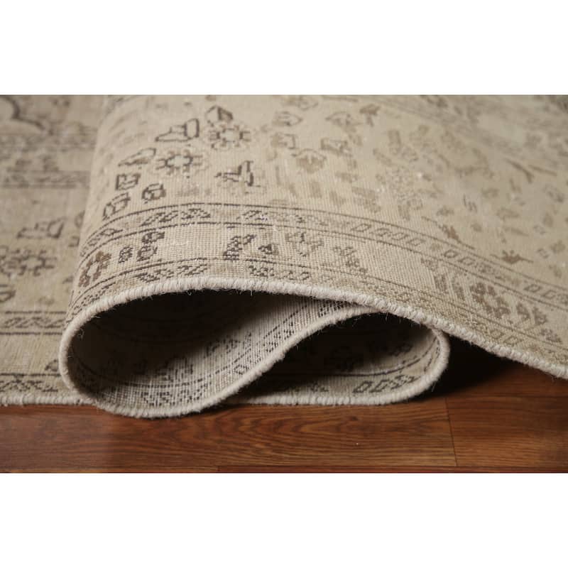 Hand Knotted Oriental 100% Wool Carpet Traditional Floral Beige & Ivories Tabriz Area Rug - 12' 4'' X 9' 10''