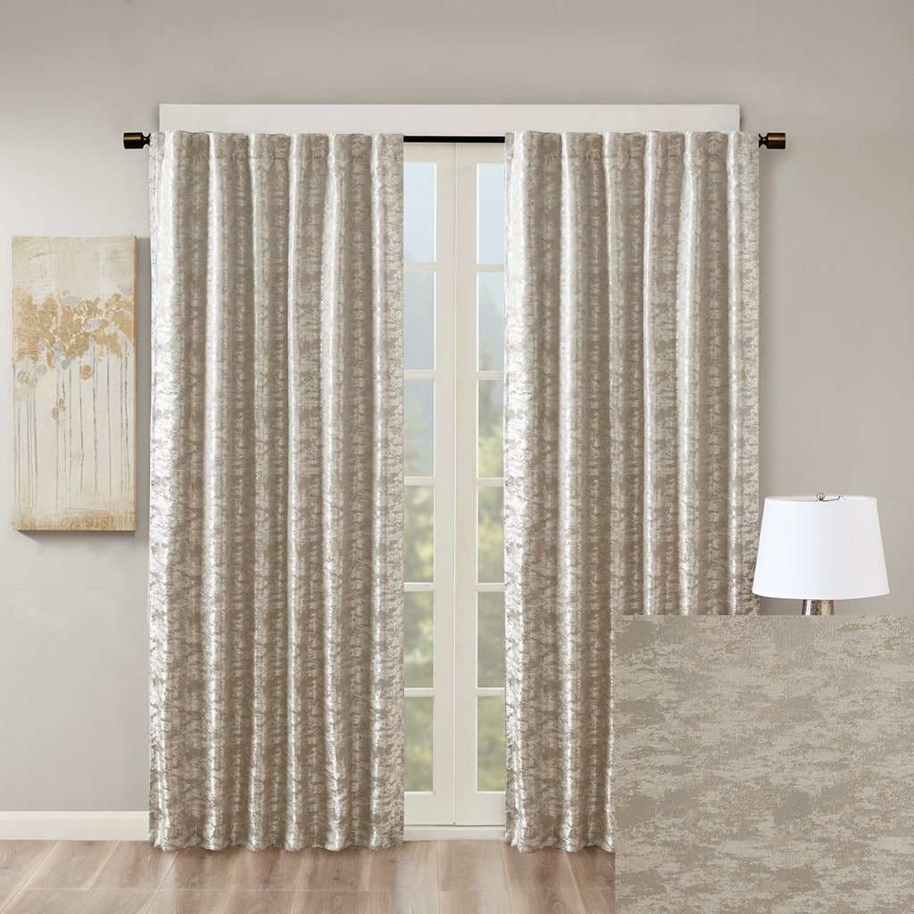 Jacquard Lined Total Blackout Rod Pocket/Back Tab Curtain Panel