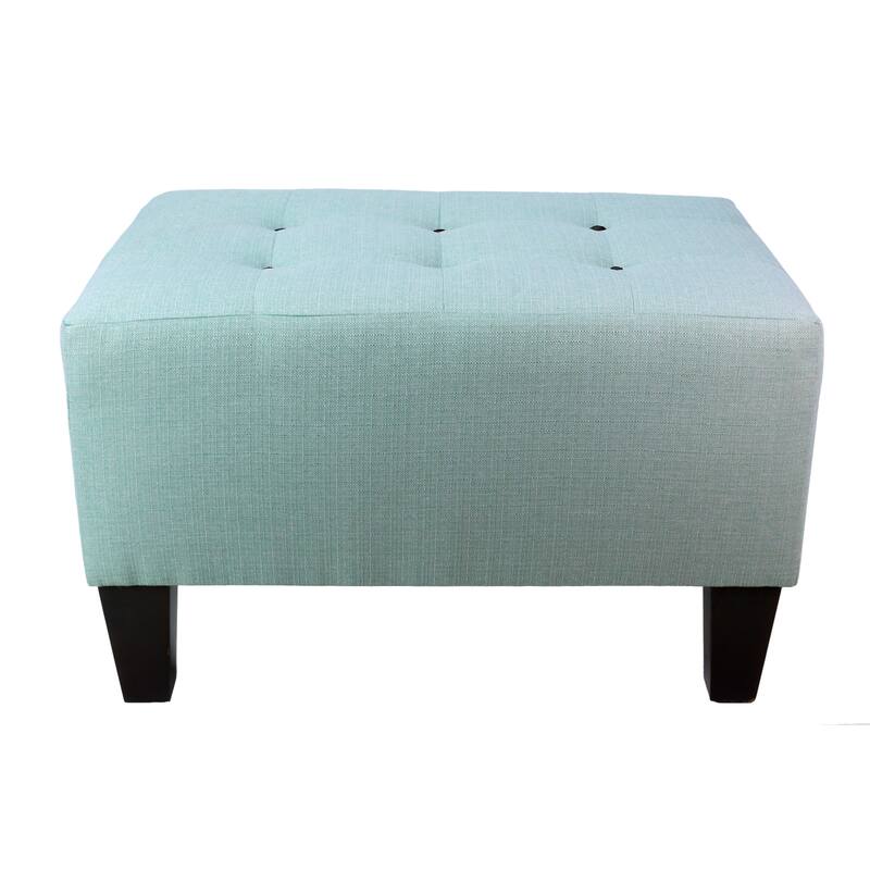 MJL Furniture MAX Squared Decorative Button Tufted Upholstered Sea Mist Firm Ottoman