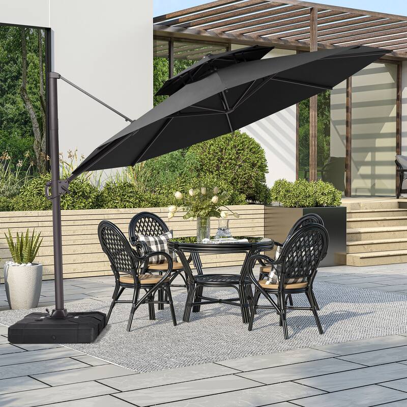 VredHom 11.5FT Dual Wind Vent Offset Cantilever Canopy Patio Umbrella