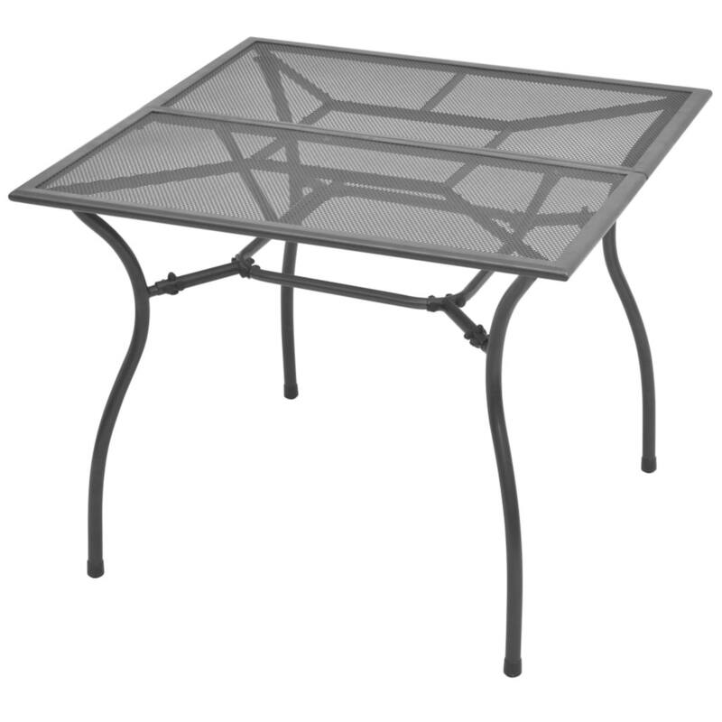 3pc Outdoor Breakfast Table Set with 2 Chairs, Square, Gray Steel