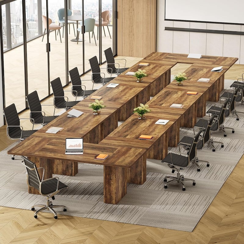 70.1-Inch Brown MDF Conference Table, 6 ft Boardroom Meeting Room Table