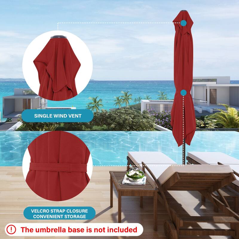 6.5*10ft Rectangular Patio Market Umbrella with Crank & Tilt, UV & Water-Resistant Canopy
