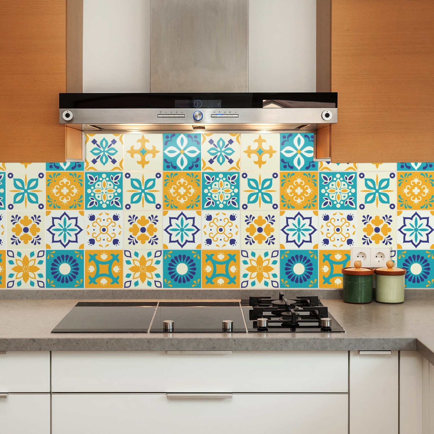 Shop Walplus Temara Yellow Blue Moroccan Wall Tile Sticker Peel And Stick Overstock 31813445
