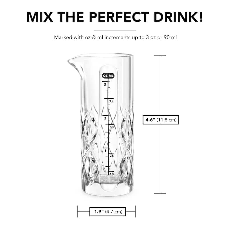 Final Touch Glass Yarai Measuring Jigger for Liquor - 3.4 Oz