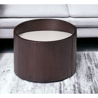HomeRoots 17" Dark Brown Solid Wood Round End Table - 17