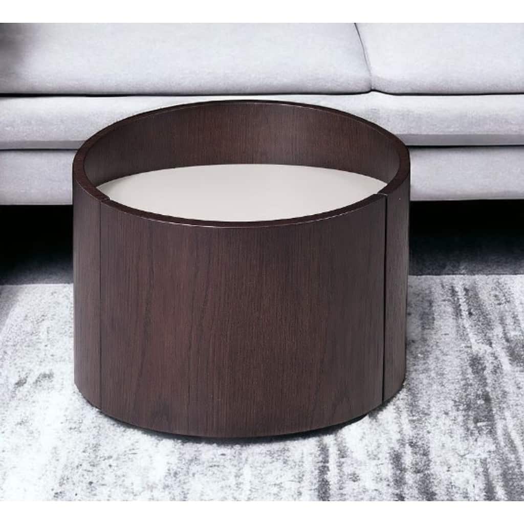 HomeRoots 17" Dark Brown Solid Wood Round End Table - 17
