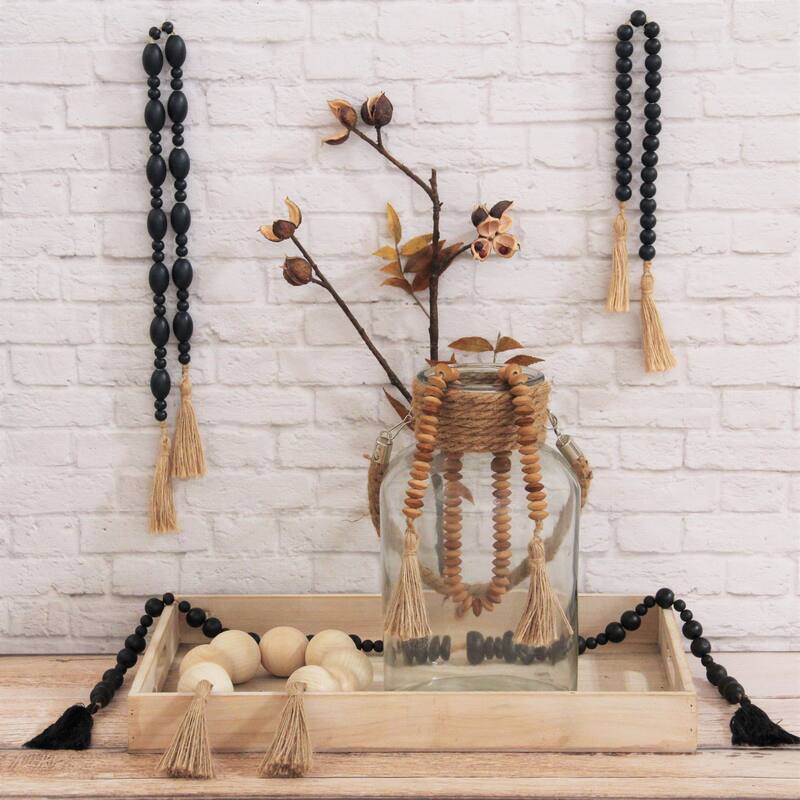 Akaida Dark Blue Wooden Bead Tassel Decor