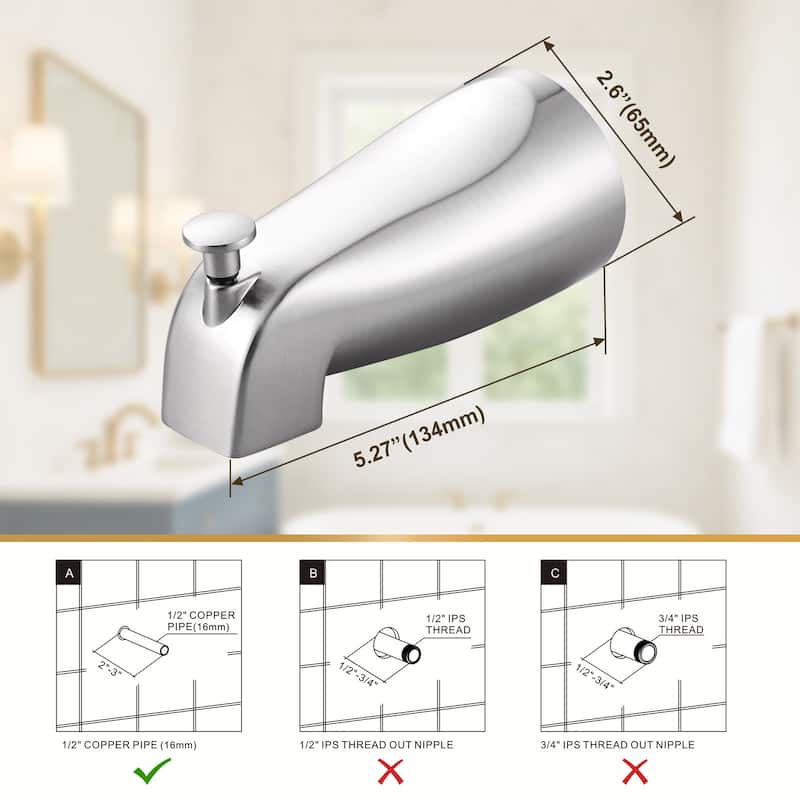 WOWOW Integrated Diverter Bathtub Spout