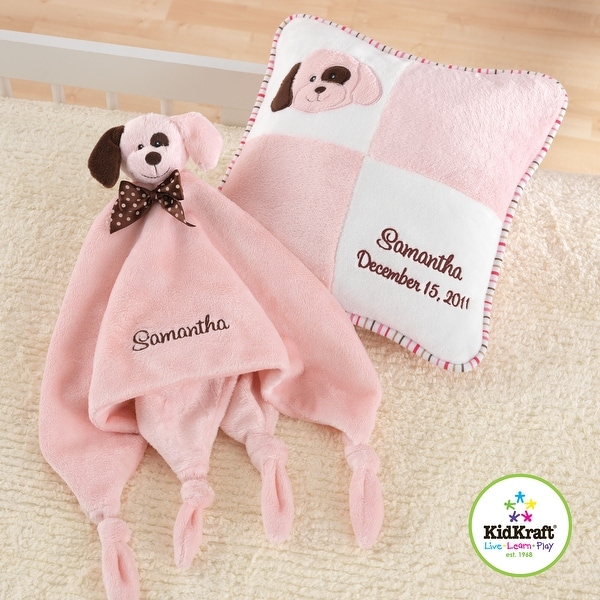 KidKraft Pink Puppy Pillow and Cuddle Blanket Set