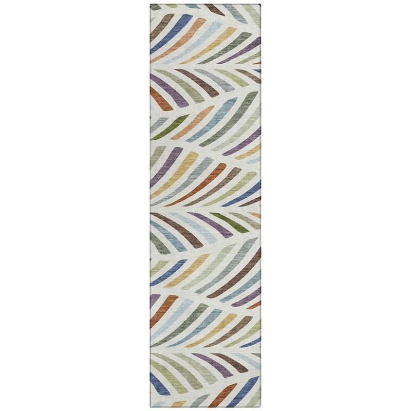 Machine Washable Indoor/ Outdoor Modern Feather Chantille Rug