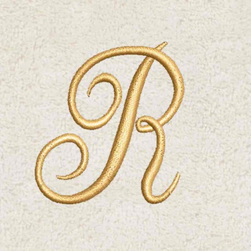 Avanti Linens Ivory/Gold Script Monogram Bath Towel Letter R - Bath Towel