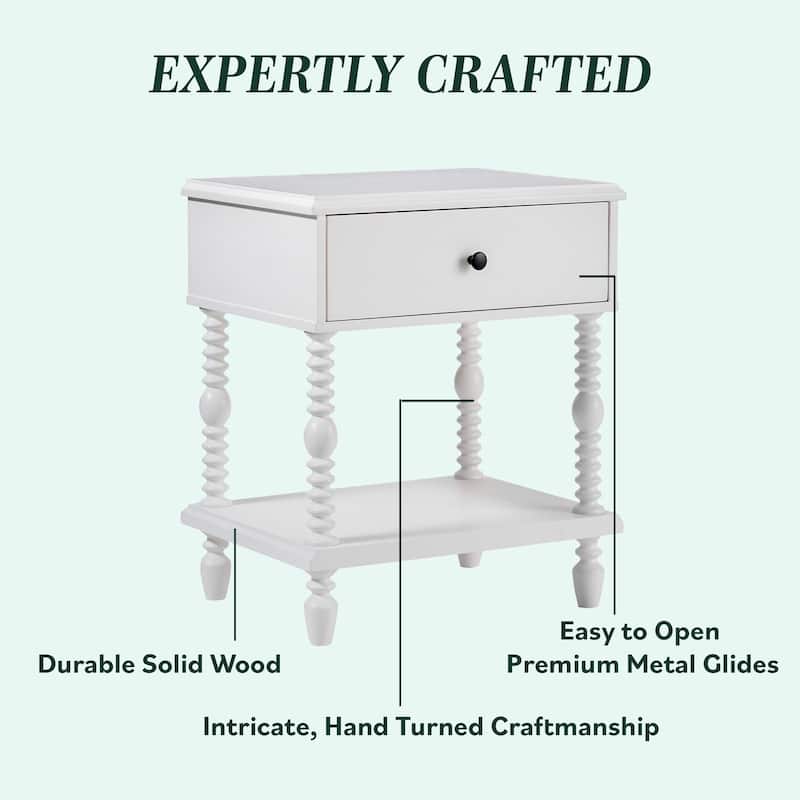 Walker Edison Easy Assembly Solid Wood 1-Drawer Nightstand (Set of 2)