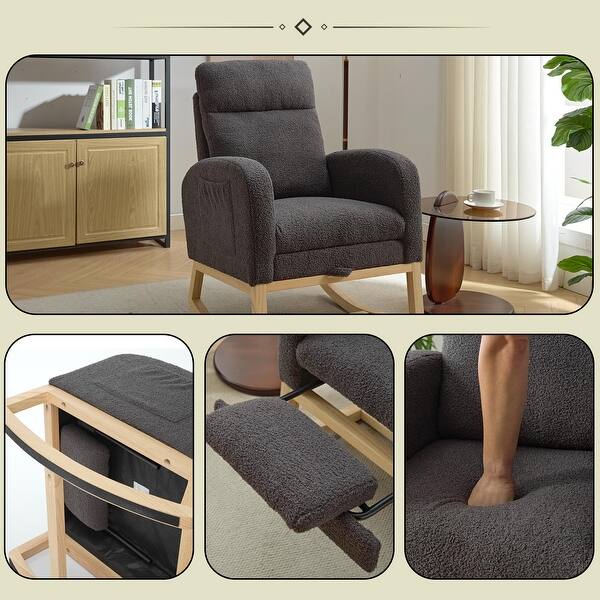 Modern Rocking Chair Recliner, Comfy Rocker Nursery Chair With Footrest, Accent Reading Chair, Upholstered Lounge Chair For Relaxing, Resting,Soft