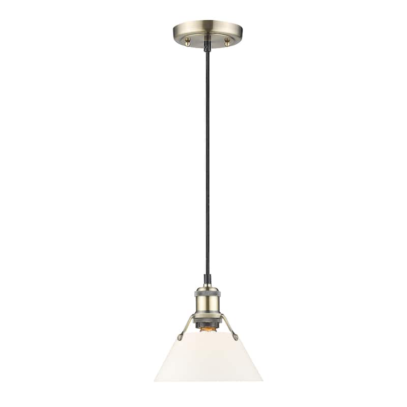Orwell 7.5" Wide Small Pendant in Aged Brass with Opal Glass - Gold