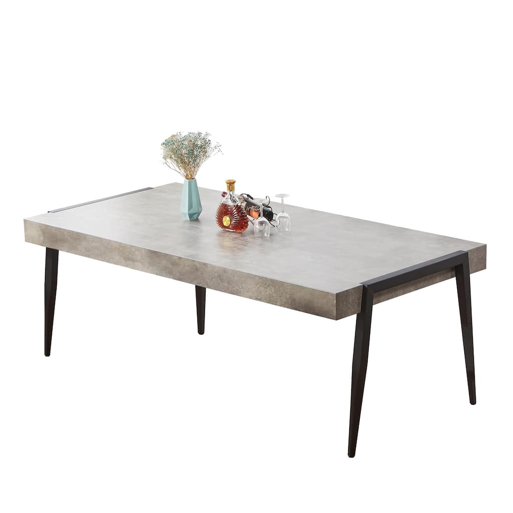 Camden Black Gray Marble-Style MDF Melamine Modern Dining Table
