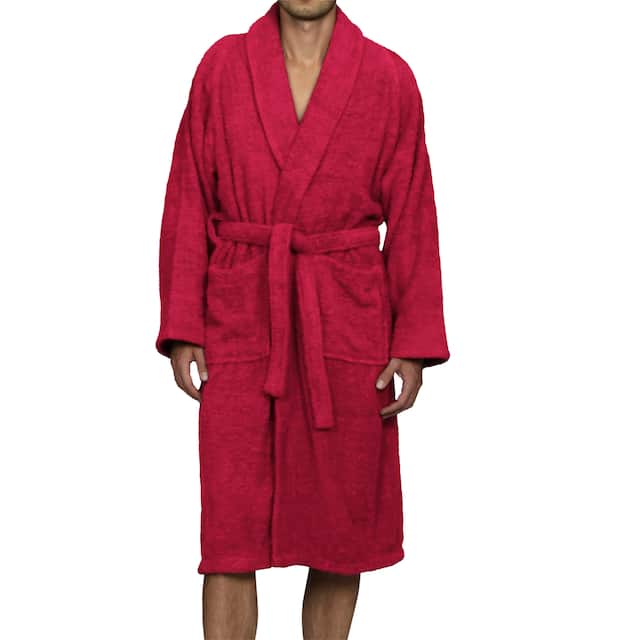 Superior Luxurious 100-percent Combed Cotton Unisex Terry Bath Robe - Medium - Cranberry