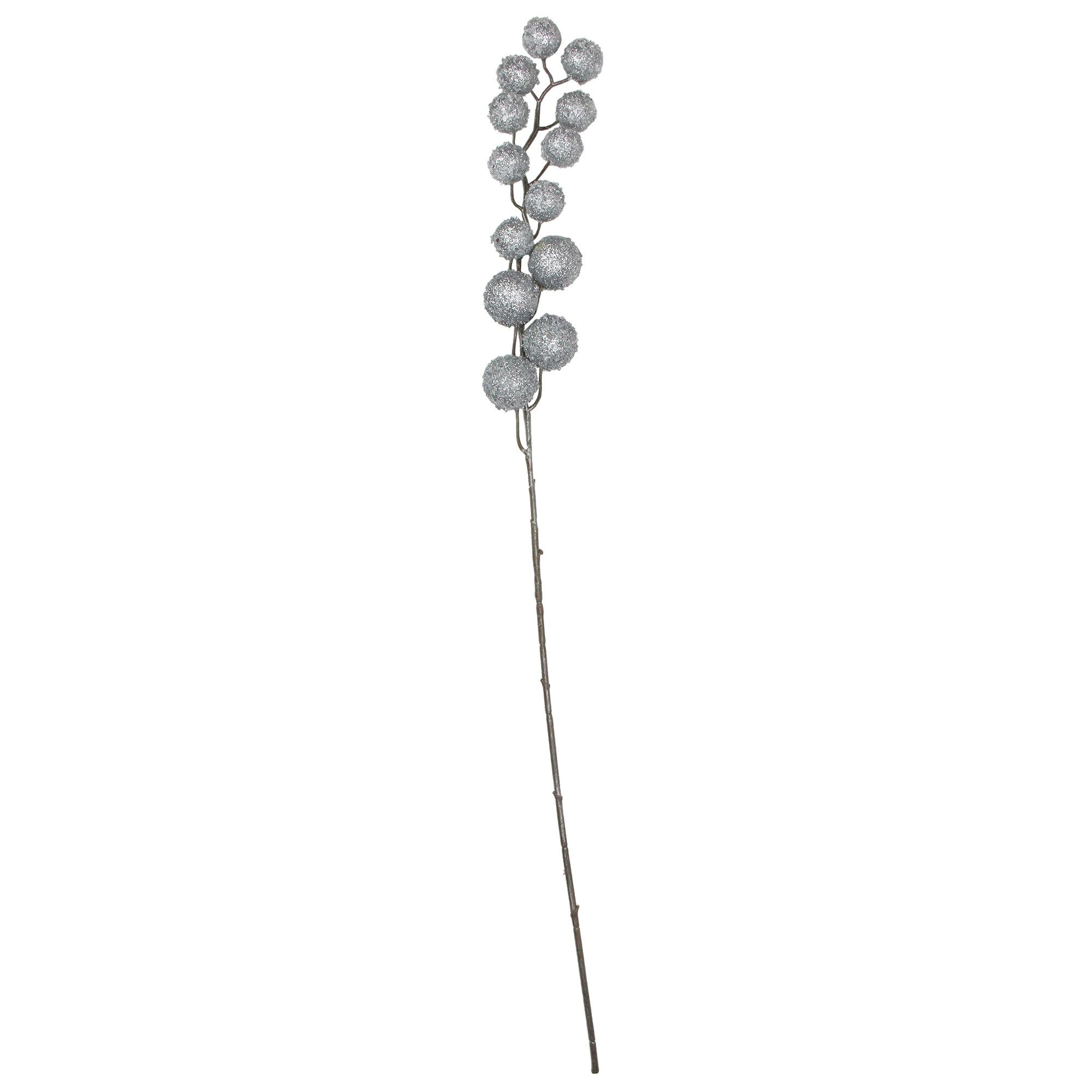 Shop 32 Silver Glitter Frosted Pom Pom Snowball Artificial