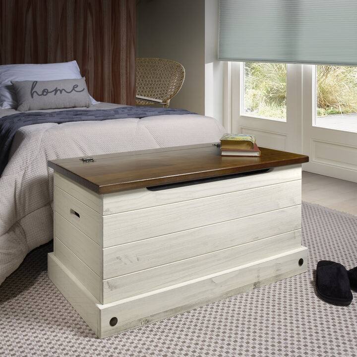 Wood Storage Trunk Ottoman Corona Gray | Furniture Dash