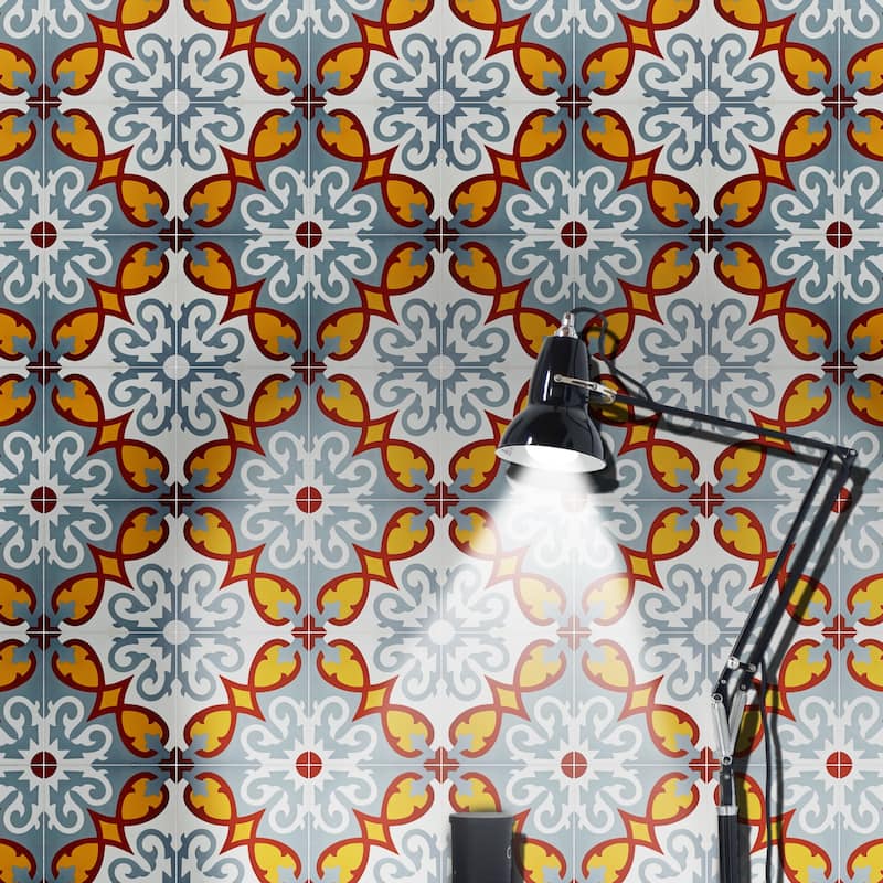 Handmade Agadir in Red, Grey, Gold Tile, Pack of 12 (Morocco)