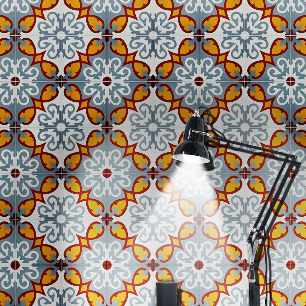 Handmade Agadir in Red, Grey, Gold Tile, Pack of 12 (Morocco)