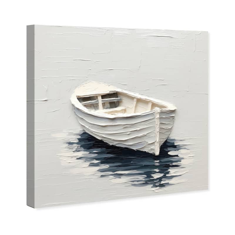 Wynwood Studio Canvas Transportation Rowing Boat II White and Cream White Nautical & Coastal Wall Art Canvas Print