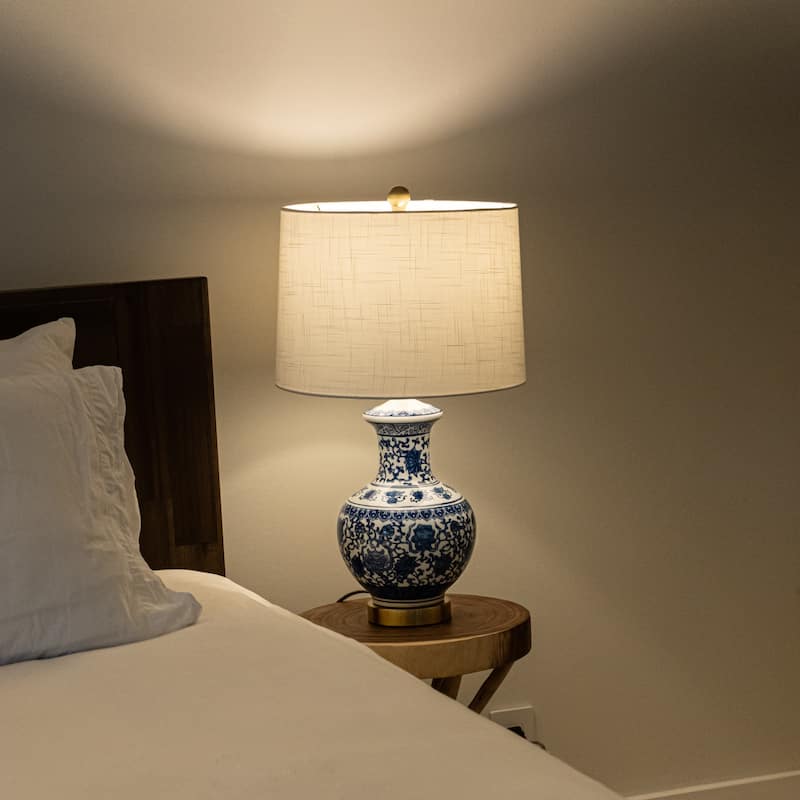 Gemma 25.25" Ceramic/Metal LED Table Lamp, Blue/White (Set of 2) by JONATHAN Y