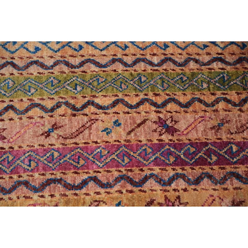 Hand Knotted Oriental 100% Wool Carpet Traditional Geometric Multi-Colored Ziegler Area Rug - 10' 0'' X 8' 0''