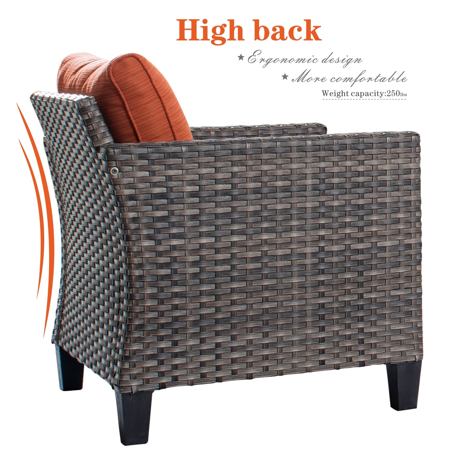 OVIOS 6-piece Patio Wicker Furniture Loveseat Conversation - Picture 26 of 29