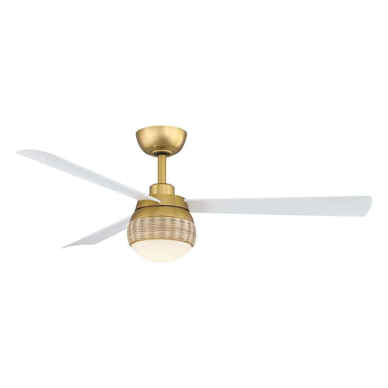 Paget 52 inch Indoor/Outdoor Smart Ceiling Fan with LED Light Kit and Remote - 52 Inches - Brushed Satin Brass