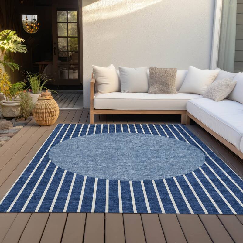 Machine Washable Indoor/ Outdoor Modern Sunrise Chantille Rug