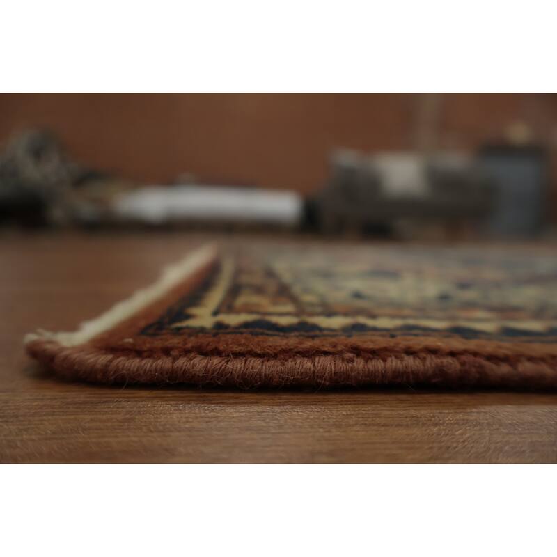 Hand Knotted Oriental 100% Wool Carpet Traditional Tribal Oranges & Rust Bokhara Area Rug - 4' 8'' X 3' 2''