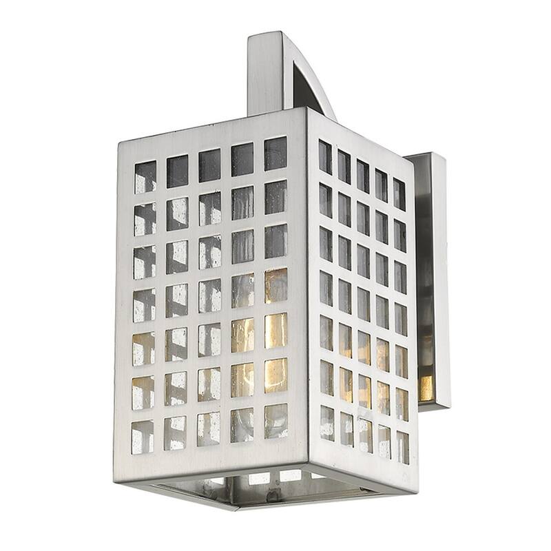 Outdoor Wall Flush Mount 1-Light with Glass Shade and Steel Wet Rated Fixture LED A19 Compatible - 10.75" H x 5" W x 7" D