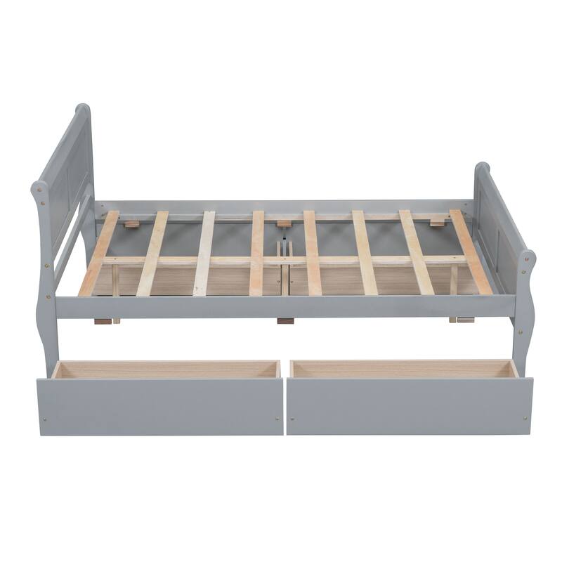Platform Bed with 4 Drawers and Streamlined Headboard