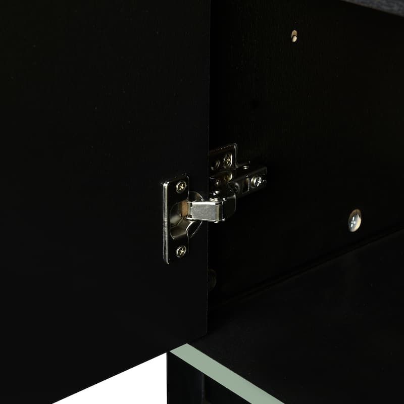 4 Doors Wooden Cabinet Sideboard with Adjustable Shelf and Aluminum Door Handle Buffet Cabinet Entryway Cabinets Black