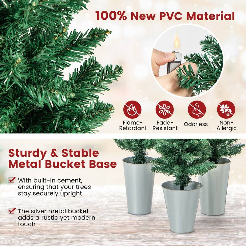 3/4/5 FT Faux Slim Pencil Trees Potted Artificial Christmas Tree