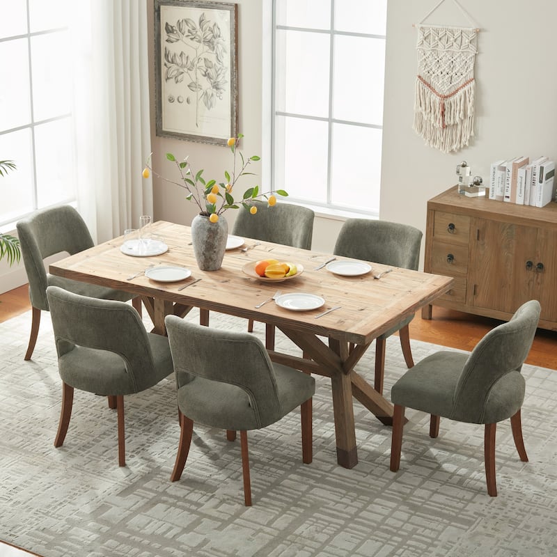 Wooden Dining Chairs Set of 2/4/6,Modern Fabric Upholstered Dining Room Chair Kitchen Chairs