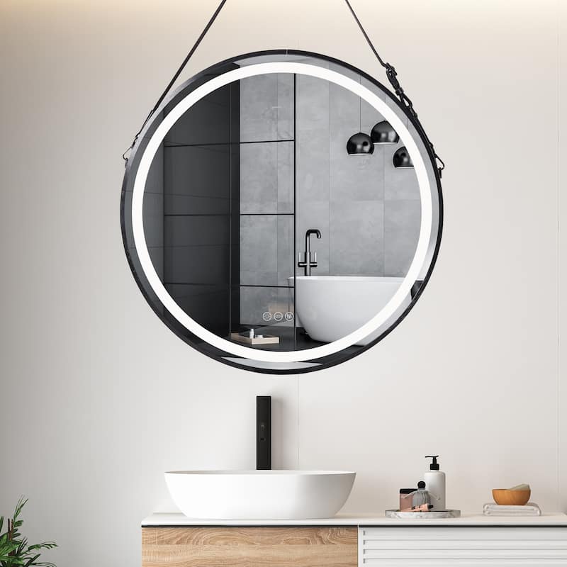 Smart Round LED Bathroom Mirror Light Frame Defogger Dimmable 3 Color