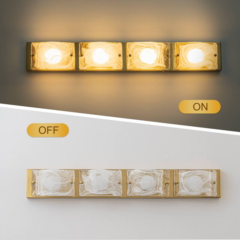 3-Light Modern Glass Bathroom Vanity Light with Handcrafted Curved Cloud Glass