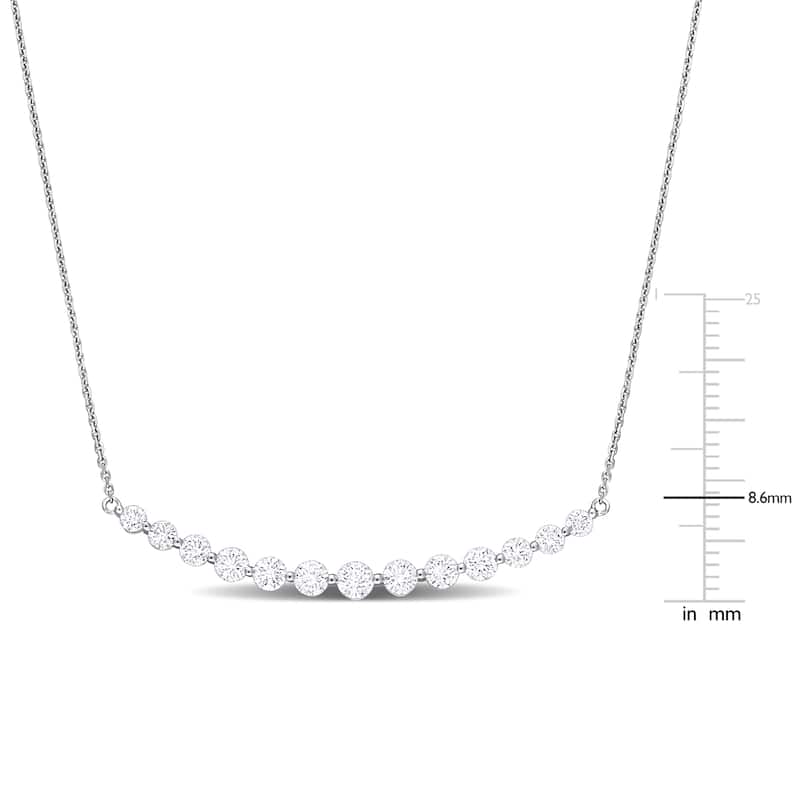 Miadora 2ct TDW Round-Cut Diamond Bar Necklace in 14k White Gold - 18 in.