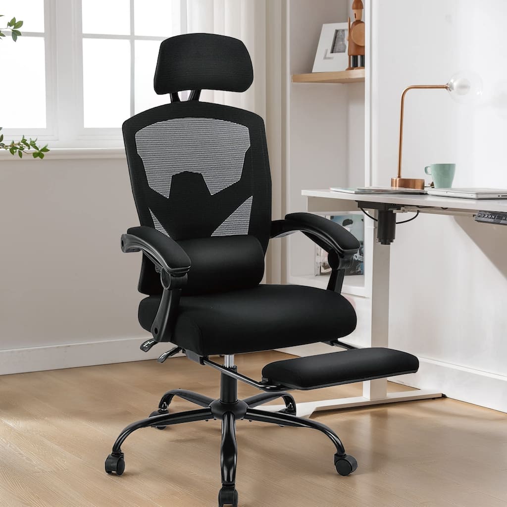 Home Office Chair Mid-back Lumbar Support Swivel Computer Mesh Chair