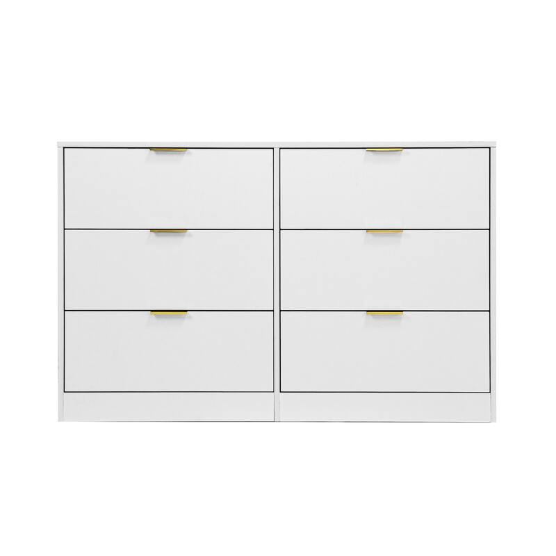 Modern 6 Drawer Dresser, Large Capacity Storage Cabinet, Clothing Organizer with Metal Handles for Bedroom, Living Room