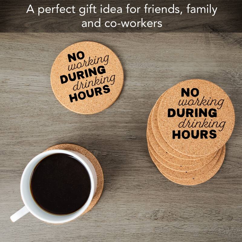 Drinking Hours 4 Pack Absorbent Cork Coaster Made in The USA 4" Round