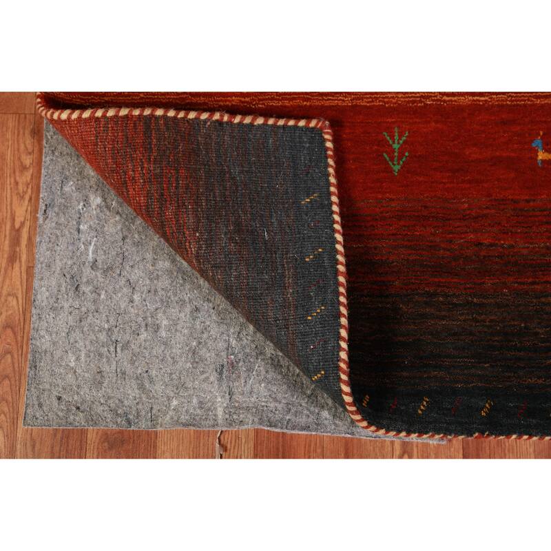 Hand Knotted Oriental 100% Wool Carpet Tribal Animal Pictorial Oranges & Rust Gabbeh Area Rug - 4' 10'' X 3' 0''