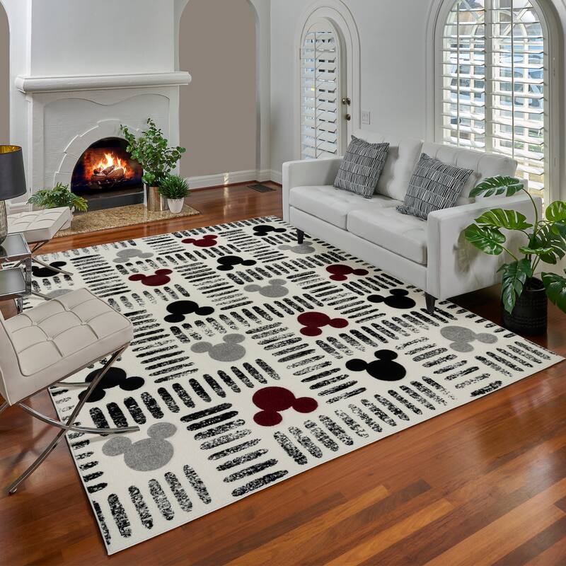 Licensed Disney Bravo Encore Mickey Mouse Modern Geometric Polypropylene Indoor Area Rug Collection