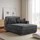 preview thumbnail 64 of 150, 42" W Plush Corduroy Upholstered Chaise Lounge Sleeper for Living Chaise&2 Pillows-Right Facing - Grey