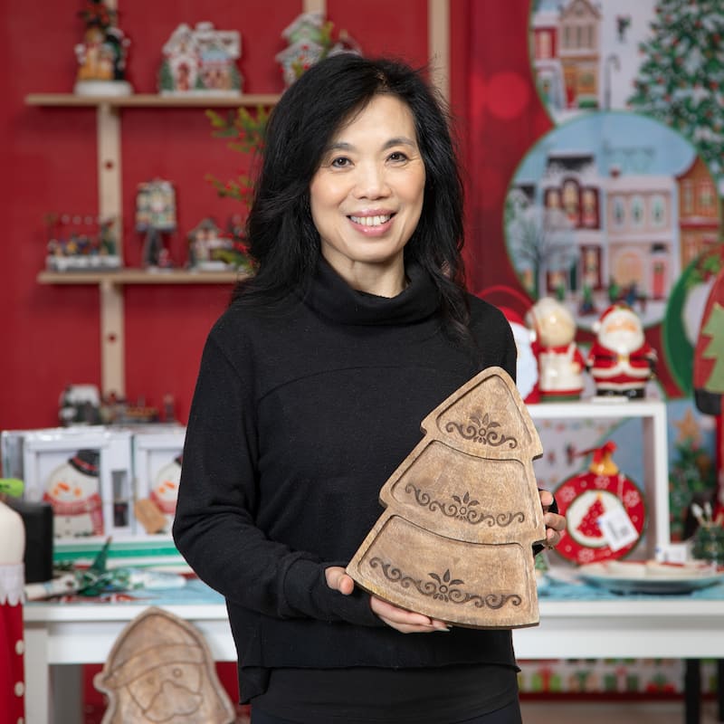 12" Wood Tree Divided Serving Tray